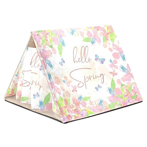 KQNZT Versteck für Meerschweinchen, Meerschweinchenkäfigzubehör für Meerschweinchen, Hasen, Hamster, Chinchilla, Kaninchen,Hallo Frühlings Blumen Blatt Blumenschmetterlings Rosa von KQNZT