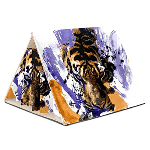 Meerschweinchen-Versteck, Fleece-Versteck, dreieckiges Schlafbett für kleine Haustiere, Ratte, Chinchilla, Frettchen, Hamster,Tierische Tiger Kunst Purpur Orange Meerschweinchen-Versteck, Fleece-Versteck, dreieckiges Schlafbett für kleine Haustiere, Ratte, Chinchilla, Frettchen, Hamster,Tierische Tiger Kunst Purpur Orange von KQNZT