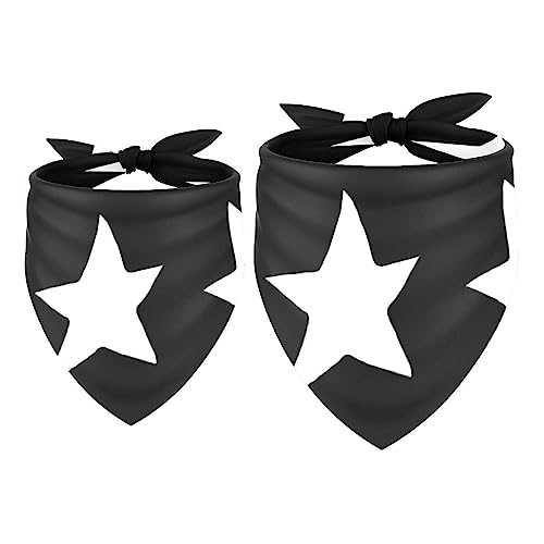 Passendes Bandana für Haustier und Besitzer, 2er-Pack, hochwertiger, transparenter Chiffon-Stoff, verstellbare Passform, kühlend,Abstrakte handgezeichnete Schwarz Weiß Sterne Passendes Bandana für Haustier und Besitzer, 2er-Pack, hochwertiger, transparenter Chiffon-Stoff, verstellbare Passform, kühlend,Abstrakte handgezeichnete Schwarz Weiß Sterne von KQNZT