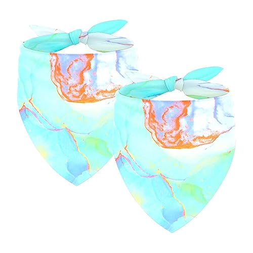 Passendes Bandana für Haustier und Besitzer, 2er-Pack, hochwertiger, transparenter Chiffon-Stoff, verstellbare Passform, kühlend,Abstraktes Farben Kunst Muster Marmor Grün Blau von KQNZT