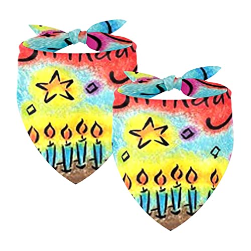 Passendes Bandana für Haustier und Besitzer, 2er-Pack, hochwertiger, transparenter Chiffon-Stoff, verstellbare Passform, kühlend,Alles Gute zum Geburtstagkuchen Ballon reizendes Muster von KQNZT