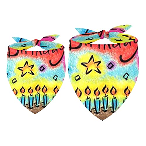 Passendes Bandana für Haustier und Besitzer, 2er-Pack, hochwertiger, transparenter Chiffon-Stoff, verstellbare Passform, kühlend,Alles Gute zum Geburtstagkuchen Ballon reizendes Muster von KQNZT