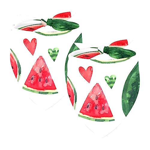 Passendes Bandana für Haustier und Besitzer, 2er-Pack, hochwertiger, transparenter Chiffon-Stoff, verstellbare Passform, kühlend,Aquarell Frucht Wassermelone reizendes Herz von KQNZT
