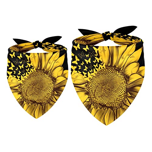 Passendes Bandana für Haustier und Besitzer, 2er-Pack, hochwertiger, transparenter Chiffon-Stoff, verstellbare Passform, kühlend,Blumenschmetterlings Schwarz Sonnenblume Sie sind Mein Sonnenschein von KQNZT