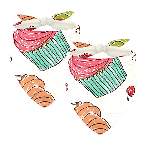 Passendes Bandana für Haustier und Besitzer, 2er-Pack, hochwertiger, transparenter Chiffon-Stoff, verstellbare Passform, kühlend,Cartoon Kuchen reizendes Muster Passendes Bandana für Haustier und Besitzer, 2er-Pack, hochwertiger, transparenter Chiffon-Stoff, verstellbare Passform, kühlend,Cartoon Kuchen reizendes Muster von KQNZT