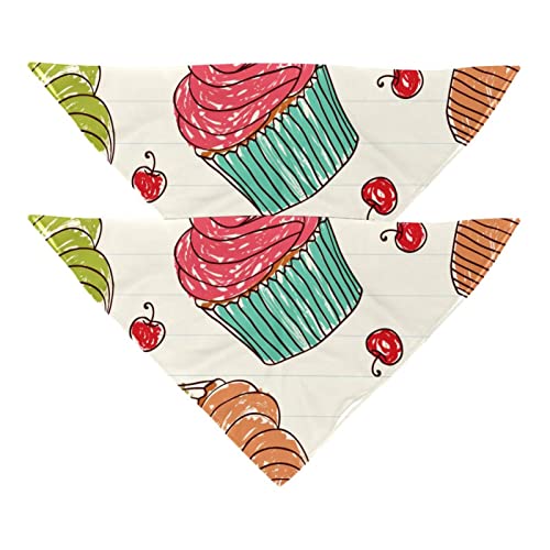 Passendes Bandana für Haustier und Besitzer, 2er-Pack, hochwertiger, transparenter Chiffon-Stoff, verstellbare Passform, kühlend,Cartoon Kuchen reizendes Muster Passendes Bandana für Haustier und Besitzer, 2er-Pack, hochwertiger, transparenter Chiffon-Stoff, verstellbare Passform, kühlend,Cartoon Kuchen reizendes Muster von KQNZT