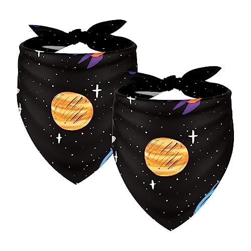 Passendes Bandana für Haustier und Besitzer, 2er-Pack, hochwertiger, transparenter Chiffon-Stoff, verstellbare Passform, kühlend,Cartoon Planeten Weltraum Galaxie Passendes Bandana für Haustier und Besitzer, 2er-Pack, hochwertiger, transparenter Chiffon-Stoff, verstellbare Passform, kühlend,Cartoon Planeten Weltraum Galaxie von KQNZT