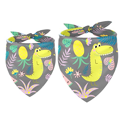 Passendes Bandana für Haustier und Besitzer, 2er-Pack, hochwertiger, transparenter Chiffon-Stoff, verstellbare Passform, kühlend,Cartoon Tropische Krokodil Ananas Wassermelonen Blume Passendes Bandana für Haustier und Besitzer, 2er-Pack, hochwertiger, transparenter Chiffon-Stoff, verstellbare Passform, kühlend,Cartoon Tropische Krokodil Ananas Wassermelonen Blume von KQNZT