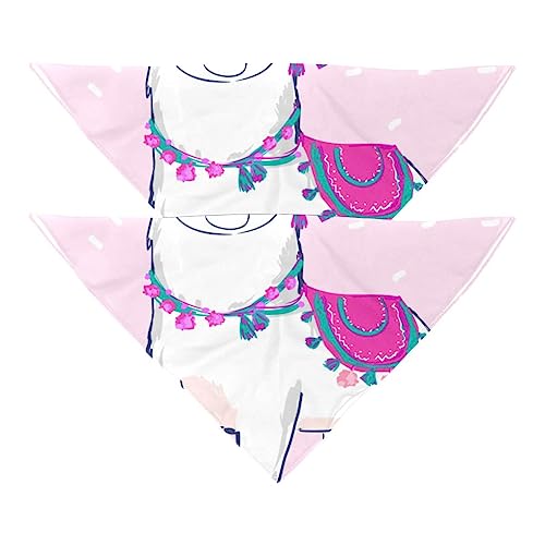 Passendes Bandana für Haustier und Besitzer, 2er-Pack, hochwertiger, transparenter Chiffon-Stoff, verstellbare Passform, kühlend,Cartoon rosa Lama reizendes Tier von KQNZT