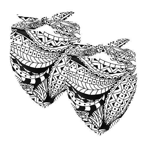 Passendes Bandana für Haustier und Besitzer, 2er-Pack, hochwertiger, transparenter Chiffon-Stoff, verstellbare Passform, kühlend,Ethnische Stammes abstrakte Blume schwarz weiß Passendes Bandana für Haustier und Besitzer, 2er-Pack, hochwertiger, transparenter Chiffon-Stoff, verstellbare Passform, kühlend,Ethnische Stammes abstrakte Blume schwarz weiß von KQNZT