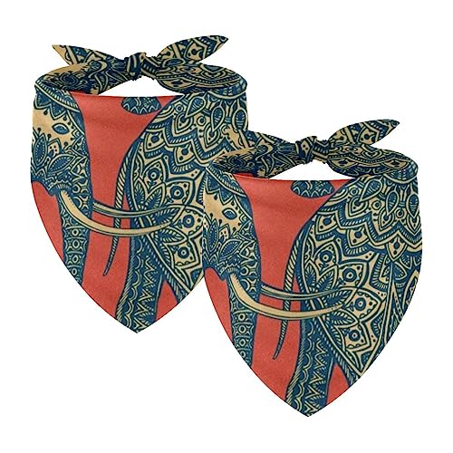 Passendes Bandana für Haustier und Besitzer, 2er-Pack, hochwertiger, transparenter Chiffon-Stoff, verstellbare Passform, kühlend,Ethnischer Stammes Tierweinlese Elefant Passendes Bandana für Haustier und Besitzer, 2er-Pack, hochwertiger, transparenter Chiffon-Stoff, verstellbare Passform, kühlend,Ethnischer Stammes Tierweinlese Elefant von KQNZT