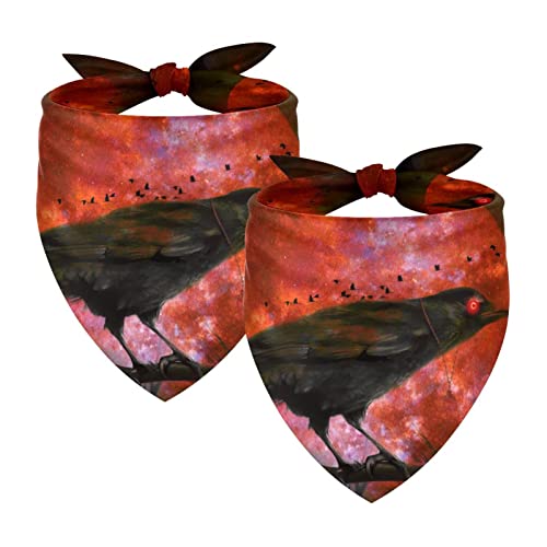 Passendes Bandana für Haustier und Besitzer, 2er-Pack, hochwertiger, transparenter Chiffon-Stoff, verstellbare Passform, kühlend,Galaxie Krähe Mond Rotes Universum Milchstraße Passendes Bandana für Haustier und Besitzer, 2er-Pack, hochwertiger, transparenter Chiffon-Stoff, verstellbare Passform, kühlend,Galaxie Krähe Mond Rotes Universum Milchstraße von KQNZT