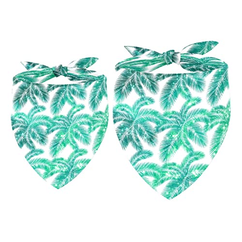 Passendes Bandana für Haustier und Besitzer, 2er-Pack, hochwertiger, transparenter Chiffon-Stoff, verstellbare Passform, kühlend,Galaxie grüne Palme Blätter tropisch von KQNZT