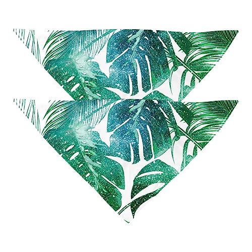 Passendes Bandana für Haustier und Besitzer, 2er-Pack, hochwertiger, transparenter Chiffon-Stoff, verstellbare Passform, kühlend,Galaxie grüne Tropische Palmblätter Weinlese Passendes Bandana für Haustier und Besitzer, 2er-Pack, hochwertiger, transparenter Chiffon-Stoff, verstellbare Passform, kühlend,Galaxie grüne Tropische Palmblätter Weinlese von KQNZT