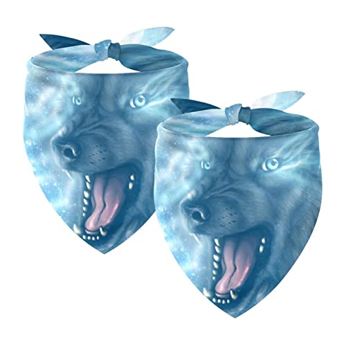 Passendes Bandana für Haustier und Besitzer, 2er-Pack, hochwertiger, transparenter Chiffon-Stoff, verstellbare Passform, kühlend,Galaxy Wolf Blue Universe Sternenhimmel Milchstraße Passendes Bandana für Haustier und Besitzer, 2er-Pack, hochwertiger, transparenter Chiffon-Stoff, verstellbare Passform, kühlend,Galaxy Wolf Blue Universe Sternenhimmel Milchstraße von KQNZT