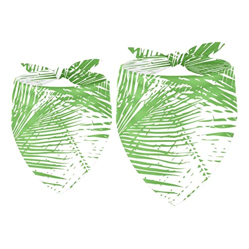 Passendes Bandana für Haustier und Besitzer, 2er-Pack, hochwertiger, transparenter Chiffon-Stoff, verstellbare Passform, kühlend,Grüne Tropische Palmblätter von KQNZT