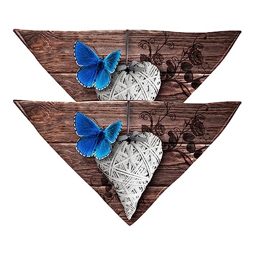 Passendes Bandana für Haustier und Besitzer, 2er-Pack, hochwertiger, transparenter Chiffon-Stoff, verstellbare Passform, kühlend,Herz Blauer Schmetterling Holzbrett Passendes Bandana für Haustier und Besitzer, 2er-Pack, hochwertiger, transparenter Chiffon-Stoff, verstellbare Passform, kühlend,Herz Blauer Schmetterling Holzbrett von KQNZT