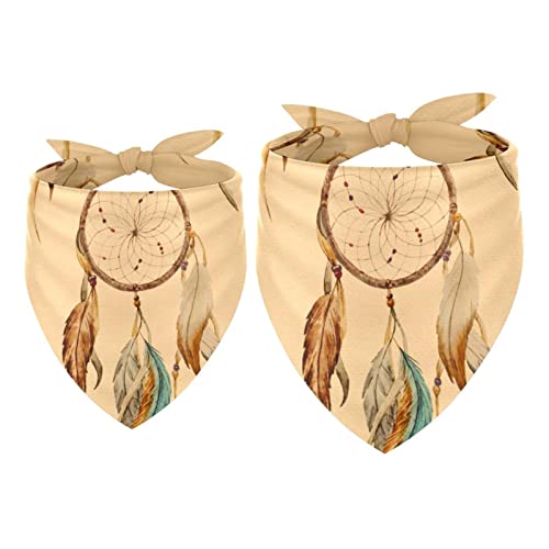 Passendes Bandana für Haustier und Besitzer, 2er-Pack, hochwertiger, transparenter Chiffon-Stoff, verstellbare Passform, kühlend,Indischer Stammes Weinlese Traumfänger Passendes Bandana für Haustier und Besitzer, 2er-Pack, hochwertiger, transparenter Chiffon-Stoff, verstellbare Passform, kühlend,Indischer Stammes Weinlese Traumfänger von KQNZT