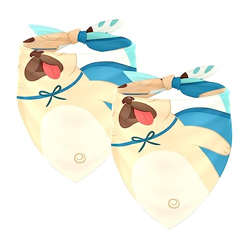 Passendes Bandana für Haustier und Besitzer, 2er-Pack, hochwertiger, transparenter Chiffon-Stoff, verstellbare Passform, kühlend,Karikatur Mops reizendes Tier Passendes Bandana für Haustier und Besitzer, 2er-Pack, hochwertiger, transparenter Chiffon-Stoff, verstellbare Passform, kühlend,Karikatur Mops reizendes Tier von KQNZT