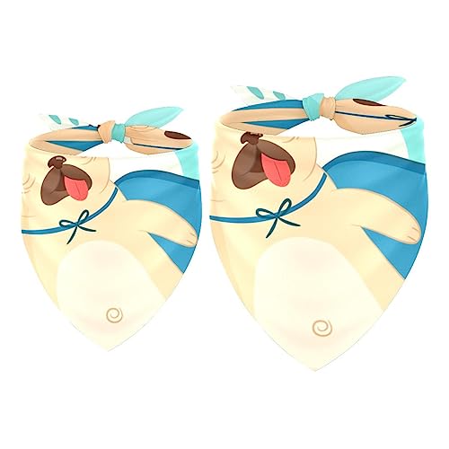 Passendes Bandana für Haustier und Besitzer, 2er-Pack, hochwertiger, transparenter Chiffon-Stoff, verstellbare Passform, kühlend,Karikatur Mops reizendes Tier Passendes Bandana für Haustier und Besitzer, 2er-Pack, hochwertiger, transparenter Chiffon-Stoff, verstellbare Passform, kühlend,Karikatur Mops reizendes Tier von KQNZT