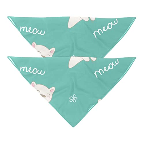 Passendes Bandana für Haustier und Besitzer, 2er-Pack, hochwertiger, transparenter Chiffon-Stoff, verstellbare Passform, kühlend,Karikatur weiße Katze reizendes Tier von KQNZT