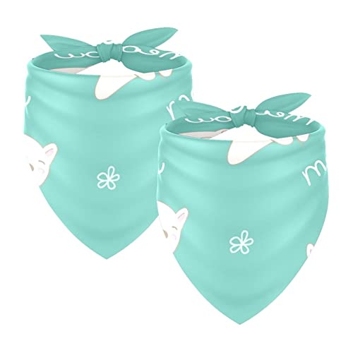 Passendes Bandana für Haustier und Besitzer, 2er-Pack, hochwertiger, transparenter Chiffon-Stoff, verstellbare Passform, kühlend,Karikatur weiße Katze reizendes Tier Passendes Bandana für Haustier und Besitzer, 2er-Pack, hochwertiger, transparenter Chiffon-Stoff, verstellbare Passform, kühlend,Karikatur weiße Katze reizendes Tier von KQNZT