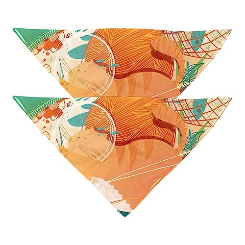 Passendes Bandana für Haustier und Besitzer, 2er-Pack, hochwertiger, transparenter Chiffon-Stoff, verstellbare Passform, kühlend,Katzen Tier Fisch reizendes Karikatur Muster von KQNZT