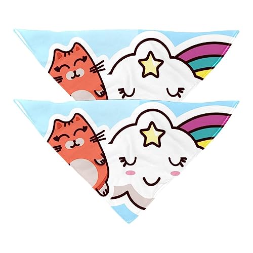 Passendes Bandana für Haustier und Besitzer, 2er-Pack, hochwertiger, transparenter Chiffon-Stoff, verstellbare Passform, kühlend,Katzen Wolken Regenbogen Karikatur reizendes Tier Passendes Bandana für Haustier und Besitzer, 2er-Pack, hochwertiger, transparenter Chiffon-Stoff, verstellbare Passform, kühlend,Katzen Wolken Regenbogen Karikatur reizendes Tier von KQNZT