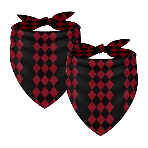 Passendes Bandana für Haustier und Besitzer, 2er-Pack, hochwertiger, transparenter Chiffon-Stoff, verstellbare Passform, kühlend,Klassisches Rautenmuster Argyle Parten Schwarz Rot Passendes Bandana für Haustier und Besitzer, 2er-Pack, hochwertiger, transparenter Chiffon-Stoff, verstellbare Passform, kühlend,Klassisches Rautenmuster Argyle Parten Schwarz Rot von KQNZT