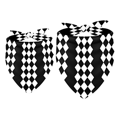 Passendes Bandana für Haustier und Besitzer, 2er-Pack, hochwertiger, transparenter Chiffon-Stoff, verstellbare Passform, kühlend,Klassisches Rautenmuster Argyle Parten Schwarz Weiß Passendes Bandana für Haustier und Besitzer, 2er-Pack, hochwertiger, transparenter Chiffon-Stoff, verstellbare Passform, kühlend,Klassisches Rautenmuster Argyle Parten Schwarz Weiß von KQNZT