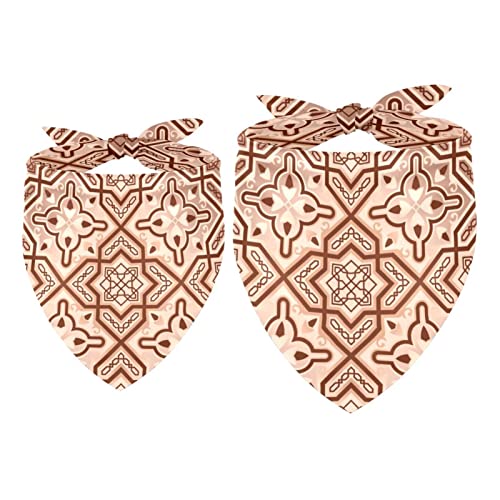 Passendes Bandana für Haustier und Besitzer, 2er-Pack, hochwertiger, transparenter Chiffon-Stoff, verstellbare Passform, kühlend,Klassisches glasiertes Fliesenmuster Braun Passendes Bandana für Haustier und Besitzer, 2er-Pack, hochwertiger, transparenter Chiffon-Stoff, verstellbare Passform, kühlend,Klassisches glasiertes Fliesenmuster Braun von KQNZT