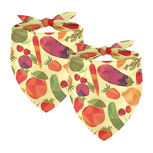 Passendes Bandana für Haustier und Besitzer, 2er-Pack, hochwertiger, transparenter Chiffon-Stoff, verstellbare Passform, kühlend,Künstlerische 3D Obst Gemüse Banane Ananas von KQNZT