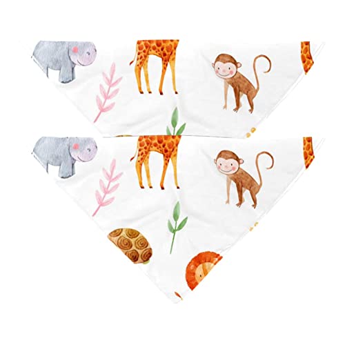 Passendes Bandana für Haustier und Besitzer, 2er-Pack, hochwertiger, transparenter Chiffon-Stoff, verstellbare Passform, kühlend,Löwe Giraffe Elefant AFFE reizendes Tier von KQNZT