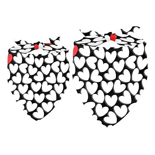 Passendes Bandana für Haustier und Besitzer, 2er-Pack, hochwertiger, transparenter Chiffon-Stoff, verstellbare Passform, kühlend,Modernes Cartoon weißes rotes Herz Muster Passendes Bandana für Haustier und Besitzer, 2er-Pack, hochwertiger, transparenter Chiffon-Stoff, verstellbare Passform, kühlend,Modernes Cartoon weißes rotes Herz Muster von KQNZT