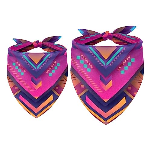 Passendes Bandana für Haustier und Besitzer, 2er-Pack, hochwertiger, transparenter Chiffon-Stoff, verstellbare Passform, kühlend,Modernes lila geometrisches Muster ethnisches Stammes Passendes Bandana für Haustier und Besitzer, 2er-Pack, hochwertiger, transparenter Chiffon-Stoff, verstellbare Passform, kühlend,Modernes lila geometrisches Muster ethnisches Stammes von KQNZT