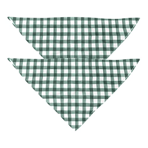 Passendes Bandana für Haustier und Besitzer, 2er-Pack, hochwertiger, transparenter Chiffon-Stoff, verstellbare Passform, kühlend,Plaid Grün Weiß Vintage von KQNZT