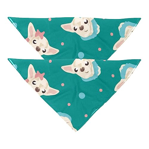 Passendes Bandana für Haustier und Besitzer, 2er-Pack, hochwertiger, transparenter Chiffon-Stoff, verstellbare Passform, kühlend,Polk Cartoon schöne Chihua von KQNZT