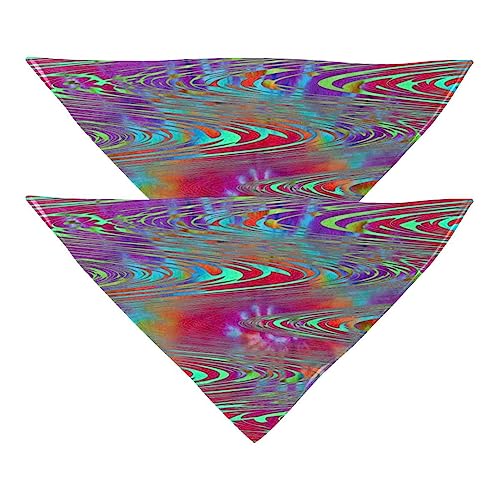Passendes Bandana für Haustier und Besitzer, 2er-Pack, hochwertiger, transparenter Chiffon-Stoff, verstellbare Passform, kühlend,Psyche Kräuselungs Wellen abstrakte Kunst Regenbogen Bindungs Färbung Passendes Bandana für Haustier und Besitzer, 2er-Pack, hochwertiger, transparenter Chiffon-Stoff, verstellbare Passform, kühlend,Psyche Kräuselungs Wellen abstrakte Kunst Regenbogen Bindungs Färbung von KQNZT