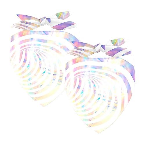 Passendes Bandana für Haustier und Besitzer, 2er-Pack, hochwertiger, transparenter Chiffon-Stoff, verstellbare Passform, kühlend,Psyche Swirl Kreis Rainbow White Art. Nr von KQNZT