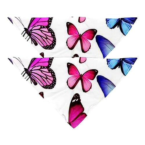 Passendes Bandana für Haustier und Besitzer, 2er-Pack, hochwertiger, transparenter Chiffon-Stoff, verstellbare Passform, kühlend,Rosa Blauer Schmetterlings Moderne Kunst von KQNZT