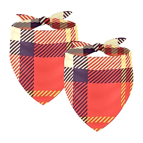 Passendes Bandana für Haustier und Besitzer, 2er-Pack, hochwertiger, transparenter Chiffon-Stoff, verstellbare Passform, kühlend,Rot Gelb Vintage Schottenkaro Karo Karo Passendes Bandana für Haustier und Besitzer, 2er-Pack, hochwertiger, transparenter Chiffon-Stoff, verstellbare Passform, kühlend,Rot Gelb Vintage Schottenkaro Karo Karo von KQNZT