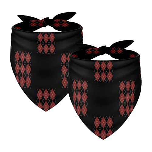 Passendes Bandana für Haustier und Besitzer, 2er-Pack, hochwertiger, transparenter Chiffon-Stoff, verstellbare Passform, kühlend,Rotes schwarzes Retro Diamant Karo Rauten Muster Passendes Bandana für Haustier und Besitzer, 2er-Pack, hochwertiger, transparenter Chiffon-Stoff, verstellbare Passform, kühlend,Rotes schwarzes Retro Diamant Karo Rauten Muster von KQNZT