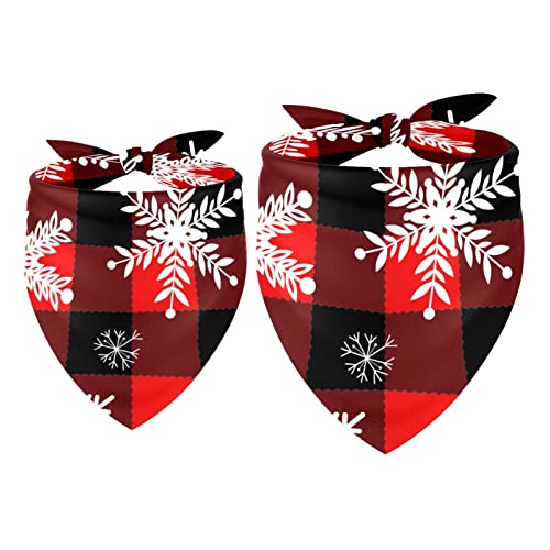 Passendes Bandana für Haustier und Besitzer, 2er-Pack, hochwertiger, transparenter Chiffon-Stoff, verstellbare Passform, kühlend,Rustikale rote Schwarze Büffel Karo Karierte Schneeflocke Passendes Bandana für Haustier und Besitzer, 2er-Pack, hochwertiger, transparenter Chiffon-Stoff, verstellbare Passform, kühlend,Rustikale rote Schwarze Büffel Karo Karierte Schneeflocke von KQNZT