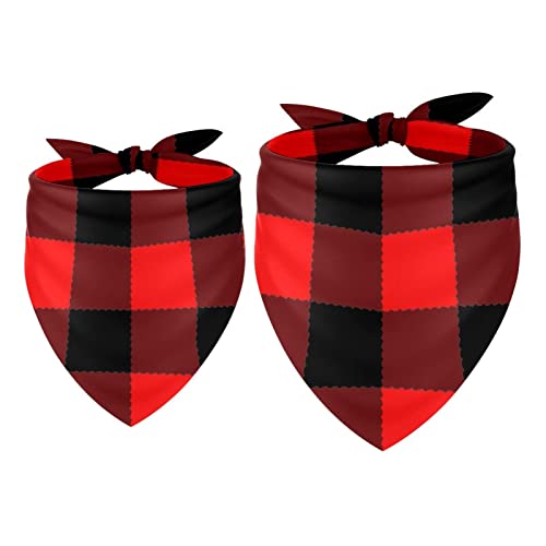 Passendes Bandana für Haustier und Besitzer, 2er-Pack, hochwertiger, transparenter Chiffon-Stoff, verstellbare Passform, kühlend,Rustikales rotes schwarzes Büffel Karo Kariertes Muster Passendes Bandana für Haustier und Besitzer, 2er-Pack, hochwertiger, transparenter Chiffon-Stoff, verstellbare Passform, kühlend,Rustikales rotes schwarzes Büffel Karo Kariertes Muster von KQNZT