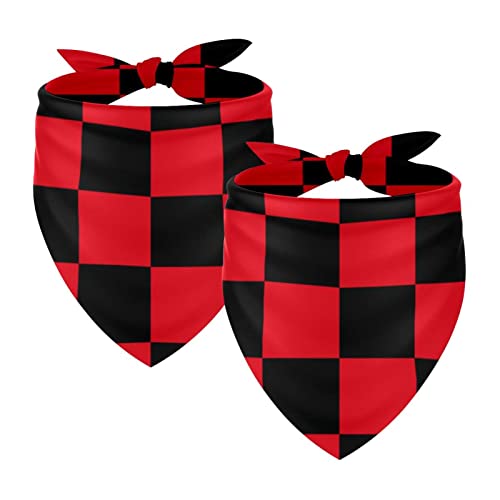Passendes Bandana für Haustier und Besitzer, 2er-Pack, hochwertiger, transparenter Chiffon-Stoff, verstellbare Passform, kühlend,Schwarz rot Kariertes Büffel Plaid Passendes Bandana für Haustier und Besitzer, 2er-Pack, hochwertiger, transparenter Chiffon-Stoff, verstellbare Passform, kühlend,Schwarz rot Kariertes Büffel Plaid von KQNZT