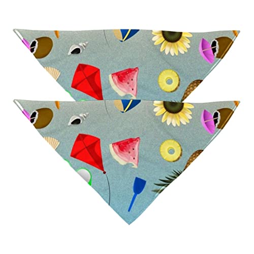 Passendes Bandana für Haustier und Besitzer, 2er-Pack, hochwertiger, transparenter Chiffon-Stoff, verstellbare Passform, kühlend,Sommer Strand Ananas Wassermelone Hawaii Ozean von KQNZT