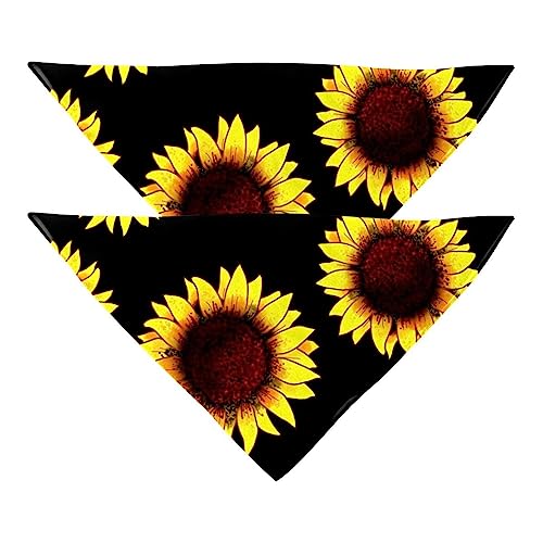 Passendes Bandana für Haustier und Besitzer, 2er-Pack, hochwertiger, transparenter Chiffon-Stoff, verstellbare Passform, kühlend,Sonnenblume schwarzes modernes Muster Passendes Bandana für Haustier und Besitzer, 2er-Pack, hochwertiger, transparenter Chiffon-Stoff, verstellbare Passform, kühlend,Sonnenblume schwarzes modernes Muster von KQNZT