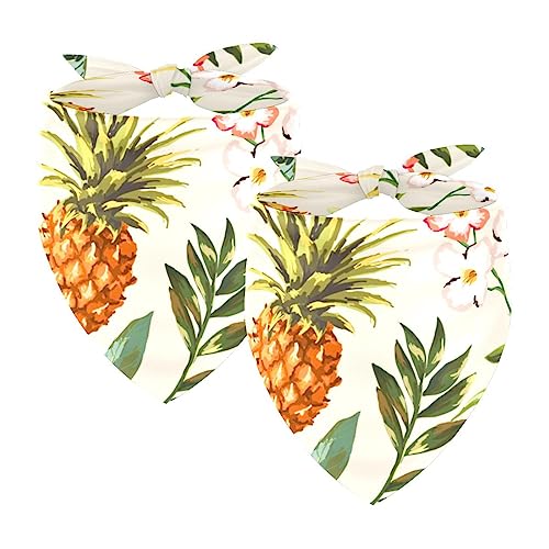 Passendes Bandana für Haustier und Besitzer, 2er-Pack, hochwertiger, transparenter Chiffon-Stoff, verstellbare Passform, kühlend,Tropische Blumen Ananas Passendes Bandana für Haustier und Besitzer, 2er-Pack, hochwertiger, transparenter Chiffon-Stoff, verstellbare Passform, kühlend,Tropische Blumen Ananas von KQNZT