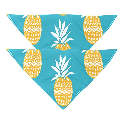 Passendes Bandana für Haustier und Besitzer, 2er-Pack, hochwertiger, transparenter Chiffon-Stoff, verstellbare Passform, kühlend,Tropische Frucht Ananas Karikatur modern von KQNZT