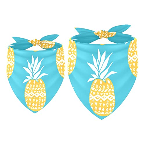 Passendes Bandana für Haustier und Besitzer, 2er-Pack, hochwertiger, transparenter Chiffon-Stoff, verstellbare Passform, kühlend,Tropische Frucht Ananas Karikatur modern von KQNZT